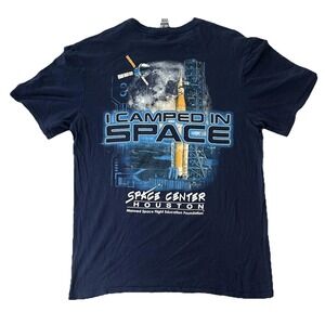 Space Center Houston Shirt Mens Medium Blue I Camped In Space NASA Tee Graphic
